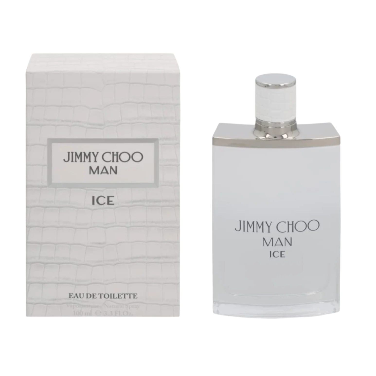 Jimmy Choo Man Ice perfume bottle and packaging on a white background