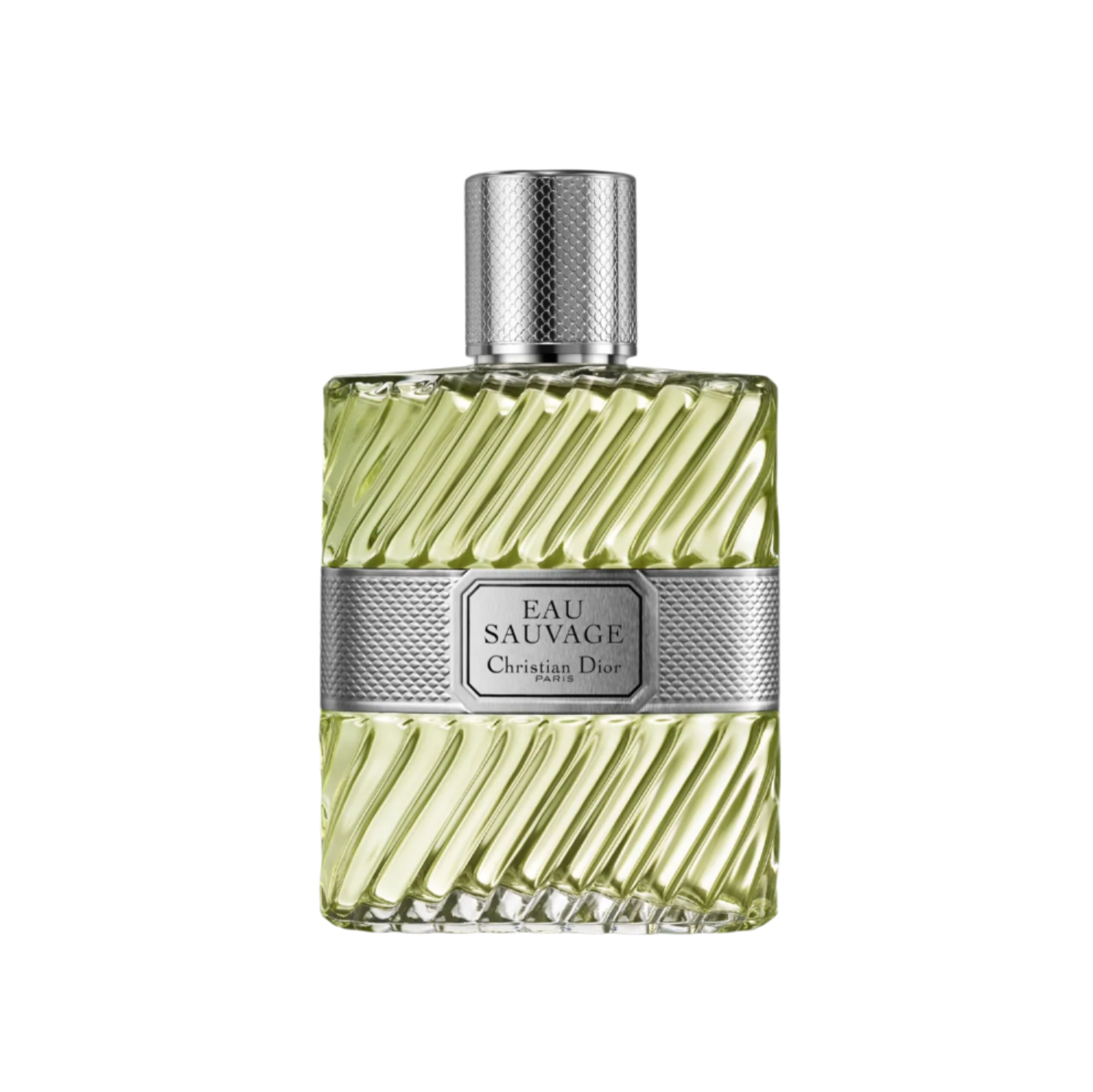 Perfume bottle labeled 'Eau Sauvage' by Christian Dior on a white background