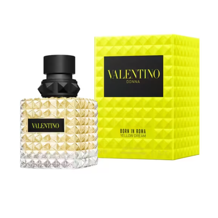 Valentino perfume bottle and packaging on a white background