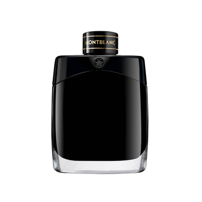 Black Montblanc perfume bottle on a white background