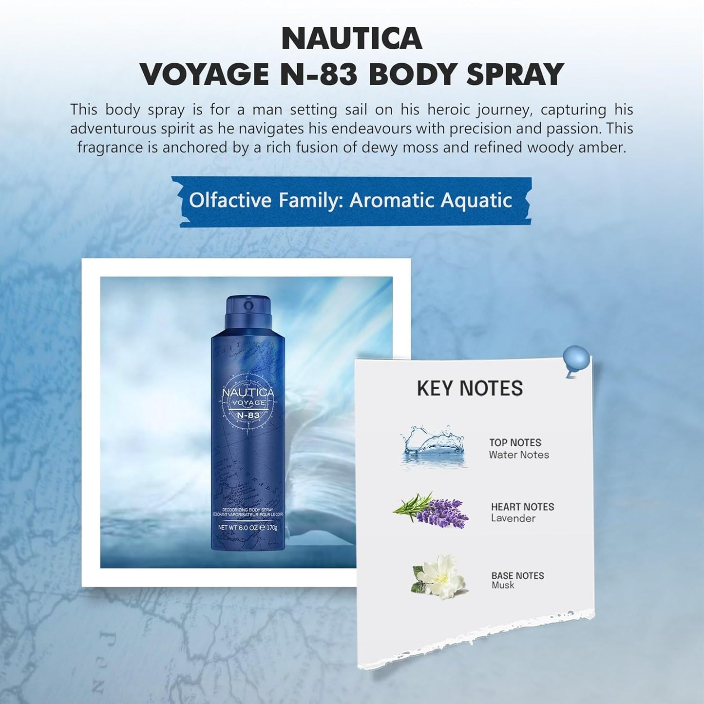 Nautica Voyage N-83 Deodorant Spray For Men 170 G