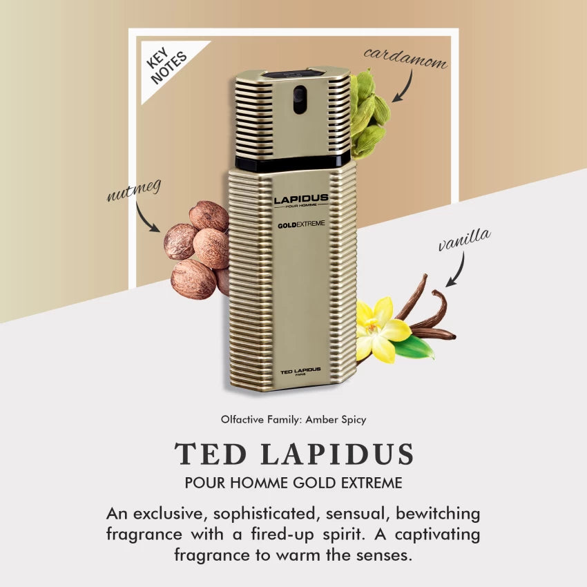 Ted Lapidus Gold Extreme Eau De Toilette For Men 100 ML