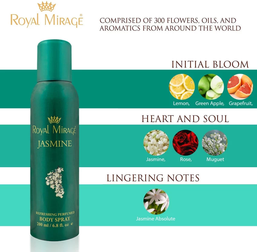 Royal Mirage Jasmine Deodorant Spray for Men & Women 200 ML