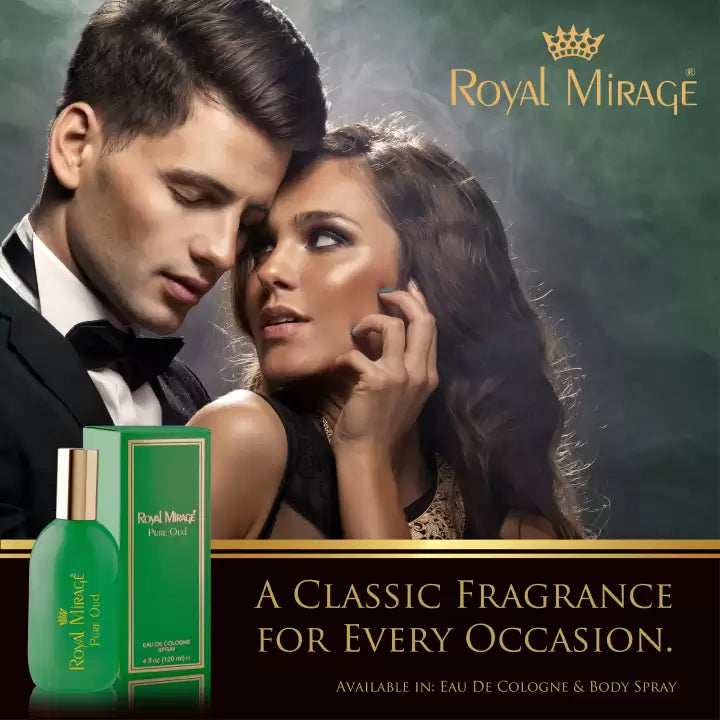 Royal Mirage Pure Oud Long Lasting Eau De Cologne Spray for Men & Women 120 ML