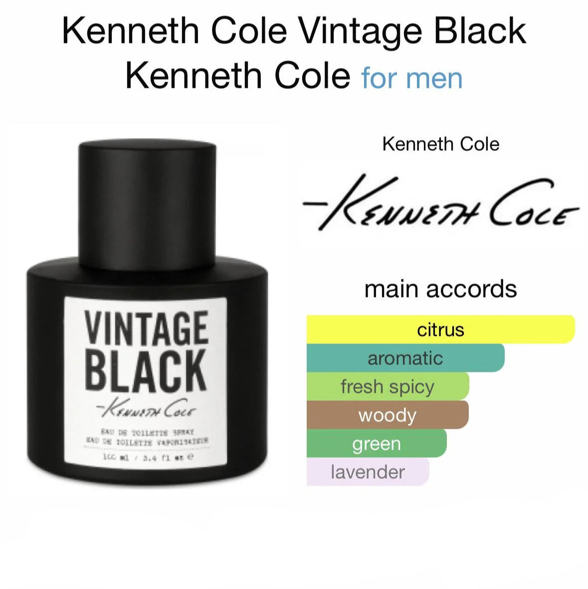 Kenneth Cole Vintage Black Eau De Toilette for Men 100 ML